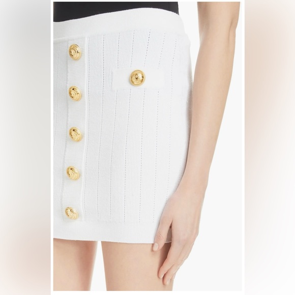 Balmain Button Detail Rib Stitch Skirt - Picture 3 of 7
